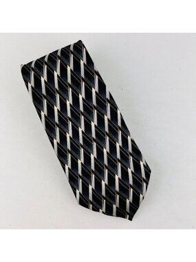 Pierre Cardin Diamond Geometric Design 100% Silk Necktie Tie 63" Long